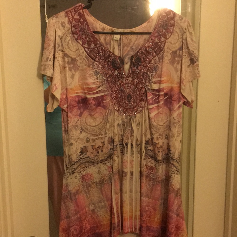 Pink tunic hankercheif hem tunic